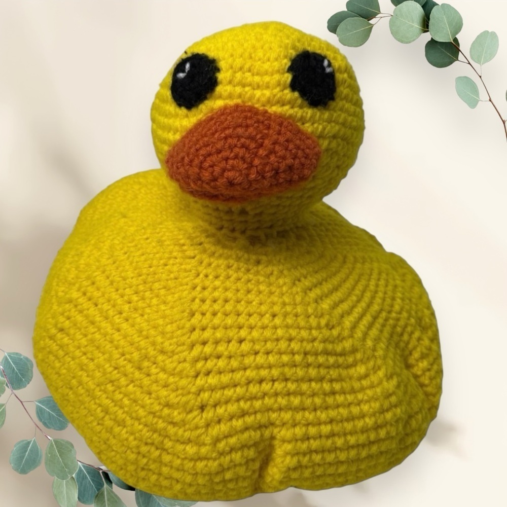 Crochet Duck Stuffed Handmade Plush Large Duck Doll Amigurumi Handmade 12” Yello